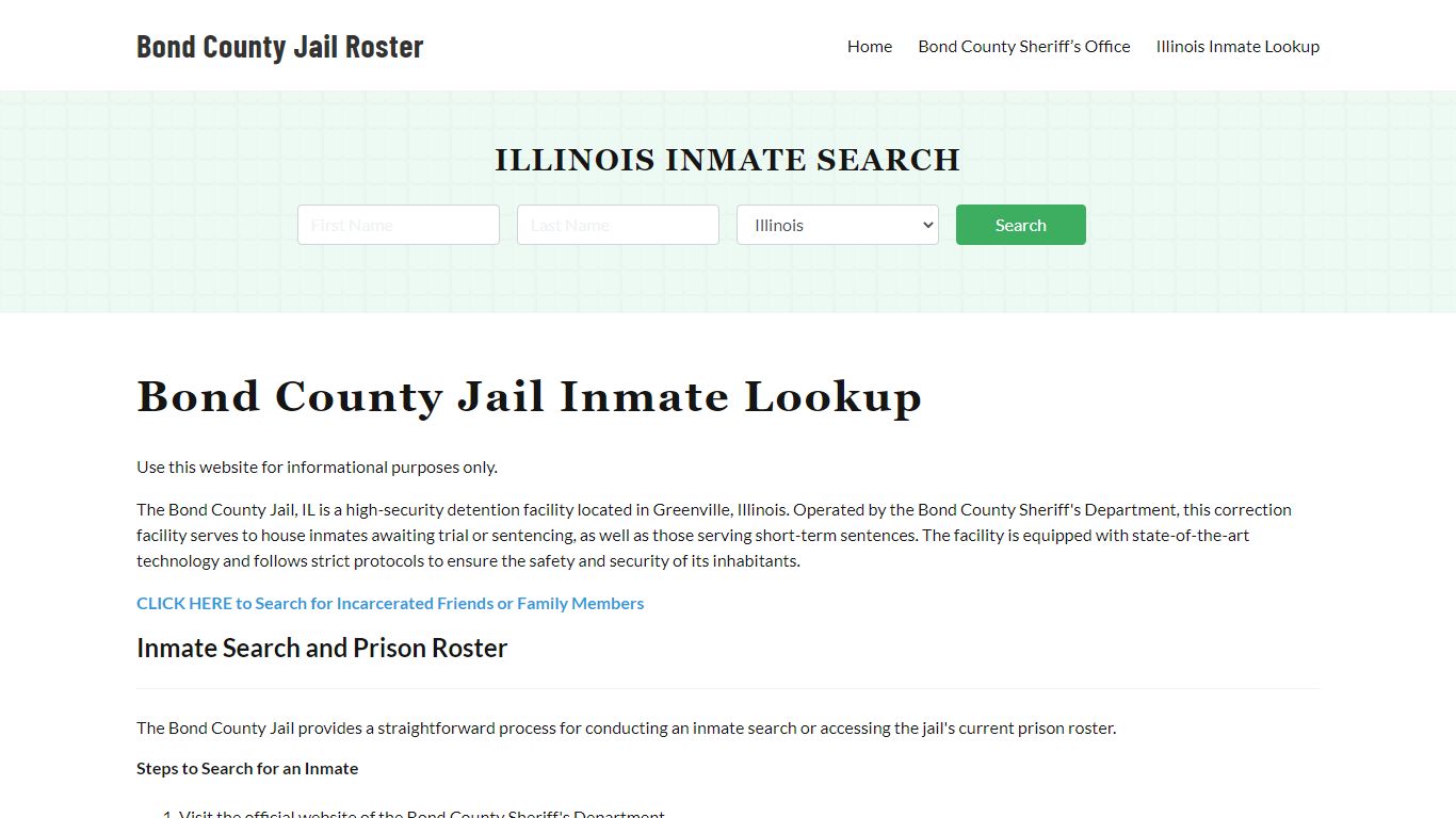 Bond County Jail Roster Lookup, IL, Inmate Search