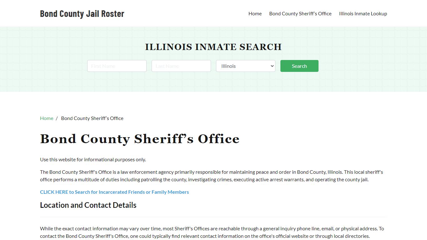 Bond County Sheriff Office, IL, Arrest Warrants Search